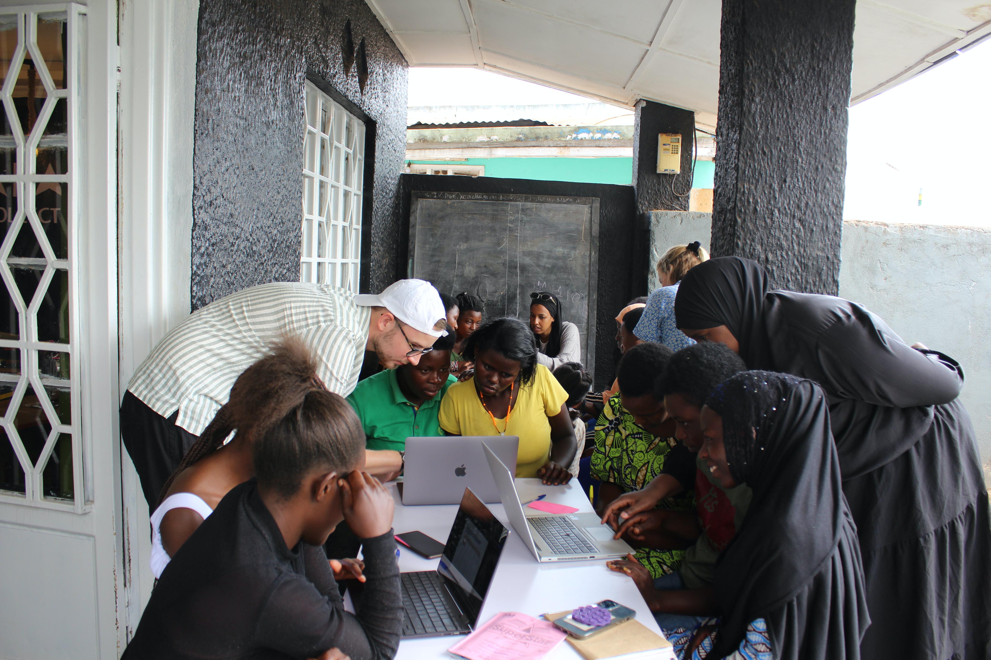 Youth participating in digital skills training